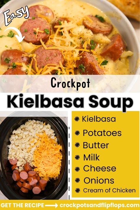 Crockpot Kielbasa Soup, Kielbasa And Potato Soup Crockpot, Crockpot Potato And Sausage Soup, Simple Easy Dinners Families, Kielbasa Soup Crockpot, Kielbasa Soup Recipes Crockpot, Kielbasa Potato Crockpot, Crock Pot Sausage Soup, Kielbasa Sausage Soup Recipes