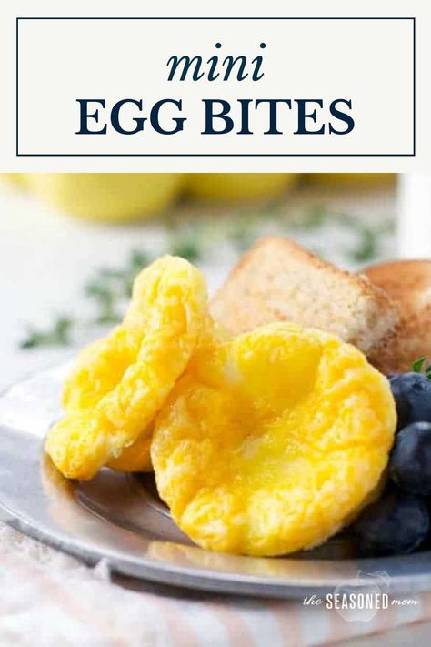 These 3-ingredient mini egg bites with cheese are a great make-ahead, healthy toddler breakfast or snack. Keep a stash in your refrigerator or freezer and reheat as necessary -- they're like portable, mess-free scrambled egg cups! Bfg Book, Mini Egg Bites, Healthy Toddler Breakfast, Healthy Breakfast Snacks, Breakfast Recipes Kids, Kid Meals, Baby Meals, Egg Bites Recipe, Kids Breakfast