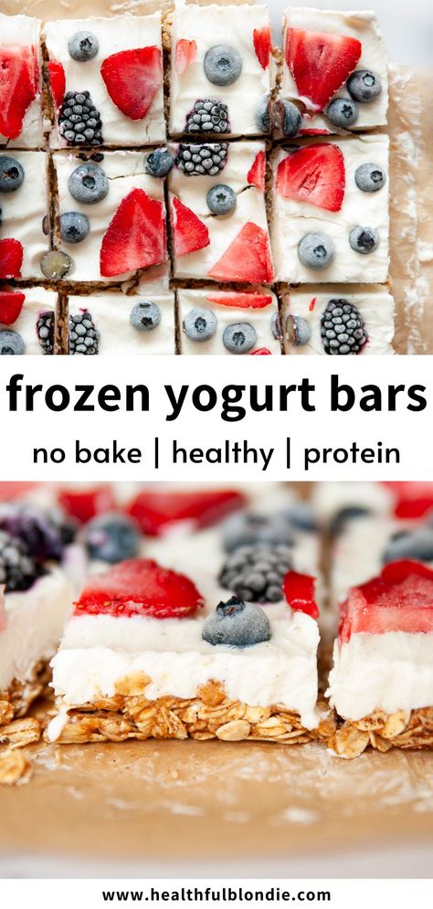 Raspberry Yogurt Bars, High Protein Frozen Yogurt Bark, Homemade Snack Bars Healthy, Yogurt Freezer Bites, Fruit Yogurt Bites, Frozen Yougart Bars, Yogurt Cereal Bars, Fruit And Yogurt Bar, Healthy Snack Bars For Kids