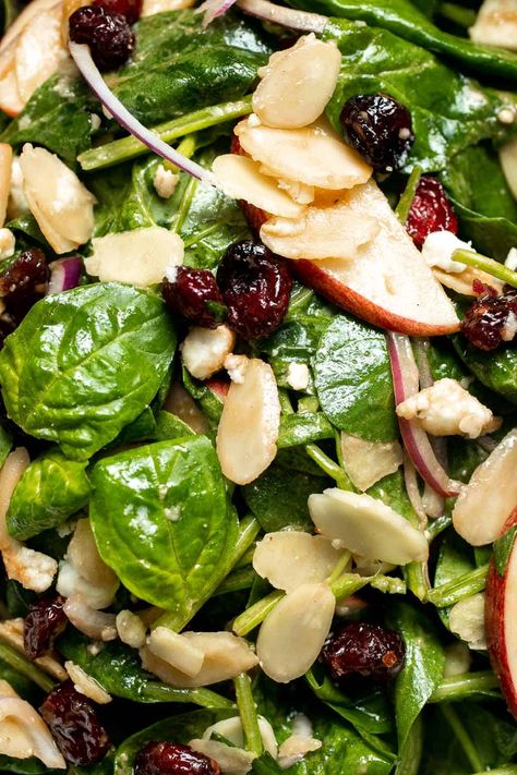 Delicious Spinach Salads, Spinach Salad Dressing With Red Wine Vinegar, Spinach And Romaine Salad Recipes, Spinach And Egg Salad, Romaine And Spinach Salad, Spinach Salads For Parties, Spinach Salad With Fruit, Joanna Gaines Spinach Salad, Spinach Fall Salad