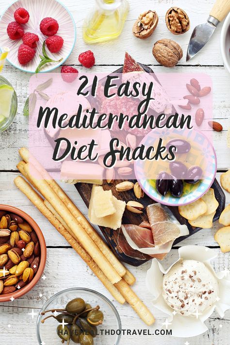 Love the benefits (and flavors!) of the Mediterranean Diet but hate cooking?  Here are 21 easy snack ideas that are quick to throw together (and delicious)!  #snacks #healthysnacks #healthysnackideas #mediterraneandietforbeginners #easymediterraneandiet #mediterraneandietsnacks #mediterraneandietrecipes Snacks On Mediterranean Diet, Snacks Mediterranean Diet, Medditeranean Snacks, Quick And Easy Mediterranean Diet Recipes, Easy Mediterranean Meal Plan, Healthy Snacks Mediterranean Diet, Snacks For Mediterranean Diet, Mediterranean Diet Benefits, Mediterranean Diet Bento Box Ideas