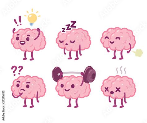 Stock Image: Cartoon brain character set Brain Character, Brain Cartoon, Cartoon Brain, Brain Drawing, Brain Book, Family Stock Photo, Silhouette Illustration, Tattoo Illustration, Drawing Set