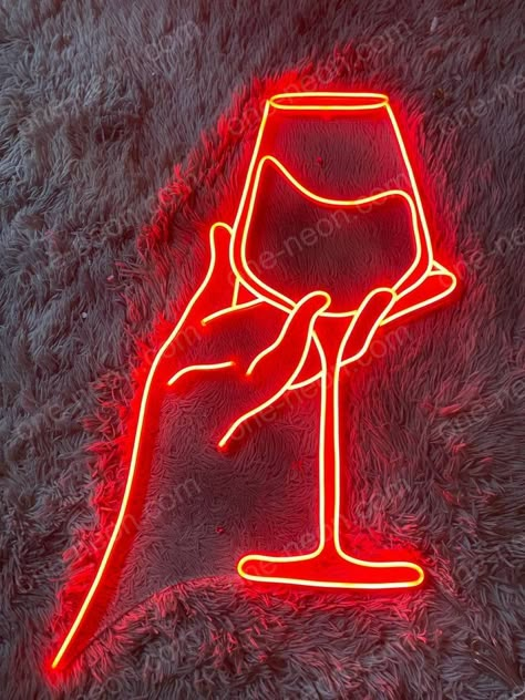 Wine Neon Sign, Bar Lights, Store Signage, Neon Quotes, Neon Wall Art, 80th Anniversary, Neon Design, Wine Store, Event Exhibition