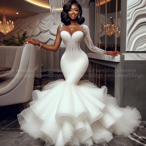 Nanice Weddings | Wedding dresses in Accra | 💙DETAILS 🥰 💙Orders take 2-4 months to get tailored (0243622172) . . . @weddingdresslookbook @weddingsonpoint @bridaldiaryy… | Instagram Wedding Gown White Brides, Second Dress For Wedding Reception, Lobola Celebration, Extra Wedding Dresses, Black And White Prom Dress, Church Wedding Dress, African Bridal Dress, Glam Wedding Dress, 2024 Wedding Dresses