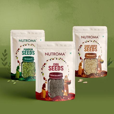 Chia Seed Packaging, Minimal Packaging Design Food, Sunflower Seeds Packaging Design, Seed Package Design, Packaging Of The World, Natural Packaging Design, Cool Packaging Ideas, Seeds Packaging Design, Cool Packaging Design