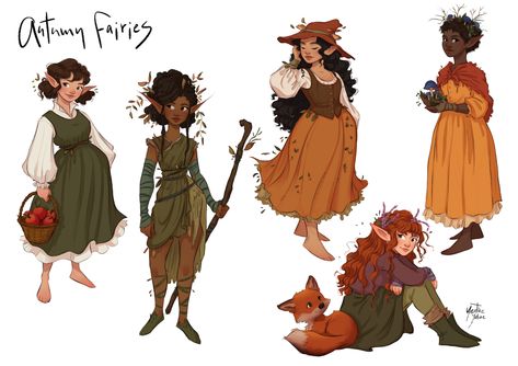 ArtStation - Seasonal Fairies - Autumn 2021, Yenthe Joline Autumn Fairies, Autumn Witch, Autumn Fairy, Dnd Characters, Fantasy Character Design, Pretty Art, Character Design Inspiration, Aesthetic Art, Art Sketches