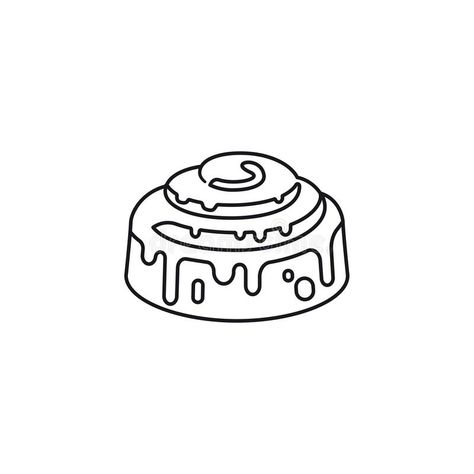 Cinnamon Bun Tattoo, Pastry Tattoo Ideas, Cinnamon Roll Tattoo, Pastry Tattoo, Bun Illustration, Vector Food Illustration, Food Symbol, Cookie Drawing, Sticky Bun