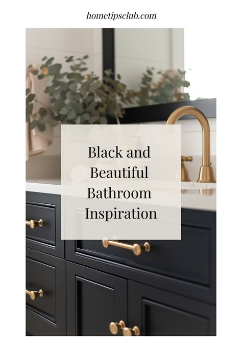 Black and Beautiful Bathroom Inspiration Dark Powder Room Ideas, Dark Vanity Bathroom, Luxury Bathroom Master, Vanity In Bathroom, Black Powder Room, Dark Green Bathrooms, Dark Bathroom Ideas, Painted Vanity Bathroom, Dark Bathroom