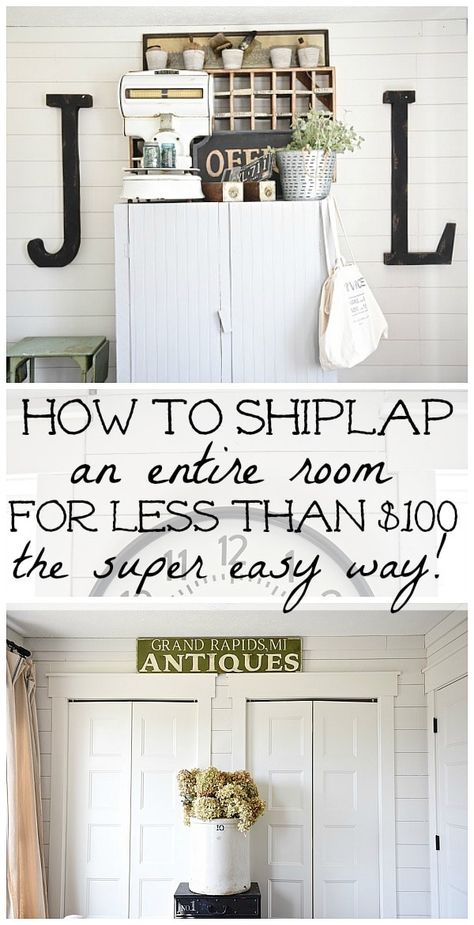 Shiplap Room, Cheap Kitchen Remodel, Installing Shiplap, Shiplap Wall Diy, Diy Shiplap, Wall Closet, Plank Walls, Diy Kitchen Cabinets, Diy Remodel