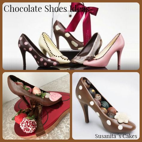 s Zapatos de Chocolate! utilizados como toppers de tortas (tartas, pasteles), como dulces ó envases para bombones!, la verdad son preciosos!.. #tendencias #chocolateheels #chocolate #zapatosdechocolate #chocolateshoes #edibleshoes #zapatoscomestibles #toppers #bombon #dulce #sweet #susanitascakes Molding Chocolate, Chocolate Decorado, Dipped Treats, Chocolate Designs, Chocolate Shoes, Chocolate Decoration, Chocolate Sculptures, Shoes Art, Shoe Molding