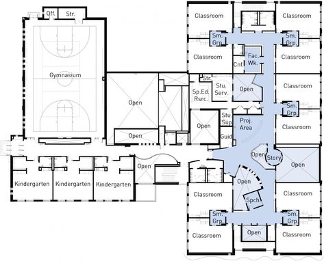 What Architecture Has to Say About Education: Three New Hampshire Schools by HMFH Architects Cool School Buildings, High School Floor Plans Layout, School Plan Architecture, School Architecture Design, School Design Architecture, Classroom Floor Plan, School Building Plans, Elementary School Architecture, School Layout