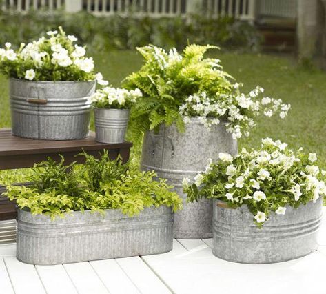 Check out our web site for more information on "patio decor ideas". It is a great area to get more information. Fern Planters, Front Porch Flowers, Galvanized Planters, Beautiful Front Doors, Porch Flowers, Porch Planters, Front Yard Design, Diy Flower Pots, Front Porch Decorating