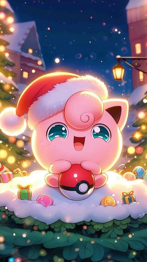 Jigglypuff Art, Christmas Pokemon, Original 151 Pokemon, Pokemon Christmas, Pokemon Jigglypuff, Pokemon Photo, Pokemon Backgrounds, Cool Pokemon Wallpapers, Whatsapp Wallpaper Cute