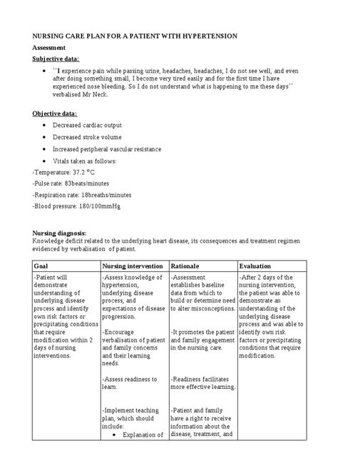 This is a nursing care plan for a hypertensive patient. Nursing Diagnosis Care Plans, Nursing Care Plans Examples, Care Plans Nursing Student, Urgent Care Nurse, Nurses Notes, Nursing Documentation, Nurse Notes, Nurse Teaching, Nurse Study