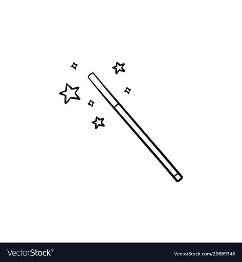 Magic Wand Doodle, Magic Stick Drawing, Wand Sketches, Magic Stick Tattoo, Wand Drawings, Magic Wand Drawing, Magic Wand Tattoo, Magic Wand Art, Magic Wand Illustration