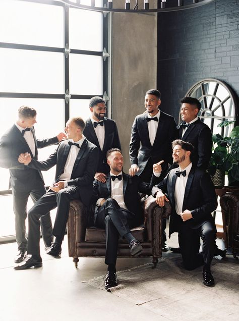 This California Couple Kept Their September Wedding Sleek and Modern Groom Attire Shoes, Husband And Groomsmen, Groomsmen Posing Ideas, Bridesmaids With Groom, Wedding Photography Groomsmen Getting Ready, Groomsmen Arrival Photos, Grooms Pictures Groomsmen Photo Ideas, Unique Groomsmen Photos, Groomsman Wedding Photos