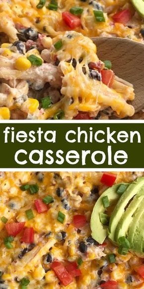 Fiesta Chicken Casserole, Casserole Pasta, Cheesy Chicken Casserole, Chicken Pasta Casserole, Mexikansk Mat, Resep Pasta, Kid Foods, Fiesta Chicken, Casserole Chicken