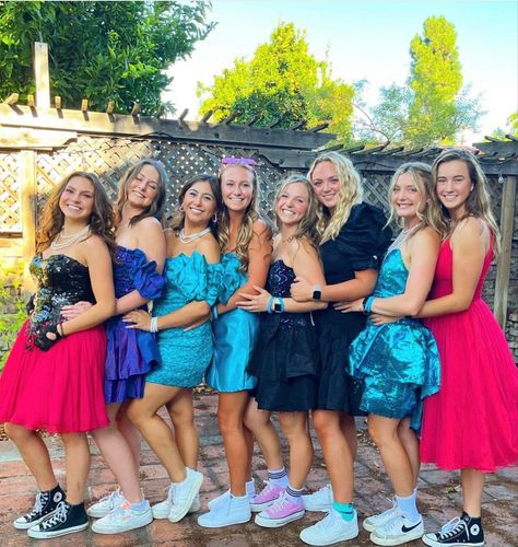 Tacky Wedding Theme, Tacky Wedding Party, 80s Prom Party Outfit, Tacky Wedding Sorority Theme, 2000s Sorority Theme, Tacky Prom Theme, Tacky Prom Outfits, Sorority Semi Formal Themes, Tacky Prom Date Party