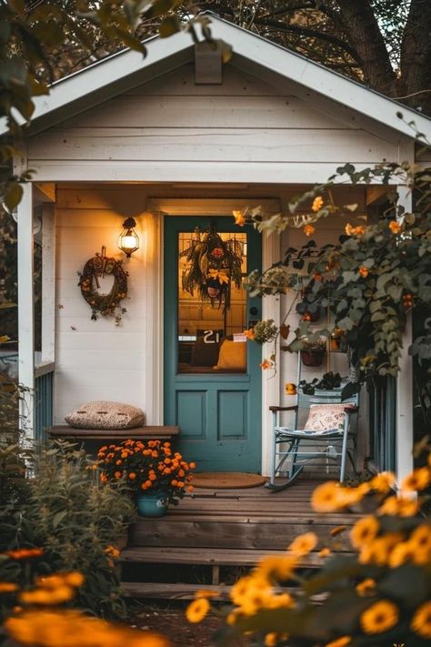 Creative Shed Porch Ideas for Your Backyard Front Porch Cozy Ideas, Porch Cozy Ideas, Shed Porch Ideas, Front Porch Cozy, Shed Porch, Shed With Porch, Small Urban Garden, Cozy Ideas, Decorative Pillars