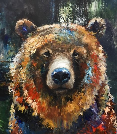 Bruce Marion Artworks Gallery Powerful Animals, Black Bears Art, Galaxy Artwork, Bear Artwork, Wild Animals Photos, Bear Paintings, Lake Art, Bear Pictures, Feather Art