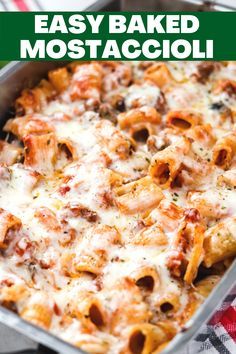 Baked Mostaccioli Recipe Easy, Baked Mostaccioli Recipe, Baked Mostaccioli, Onion Pizza, Baked Pasta, Classic Italian Dishes, Pasta Casserole, Italian Dishes, Classic Italian