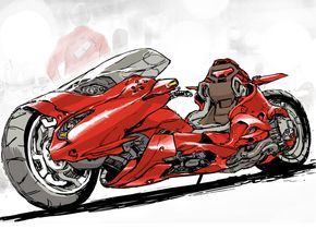 Akira Bike, Kaneda Bike, Otomo Katsuhiro, Motorbike Design, Futuristic Motorcycle, Concept Motorcycles, Motorcycle Art, Science Fiction Art, Motorcycle Design