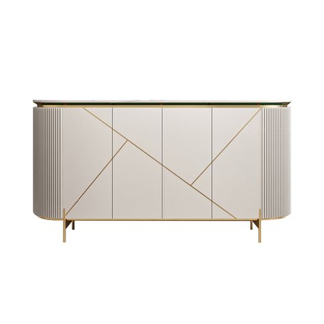 59" Modern White Sideboard Buffet Faux Marble Top with 4 Doors 2 Shelves in Gold Modern White Sideboard, Black Sideboard Buffet, White Sideboard Buffet, Sectional Sofa Beige, Faux Leather Sectional, Beige Sectional, Sideboard Grey, Modern Buffet, Dream Kitchens Design