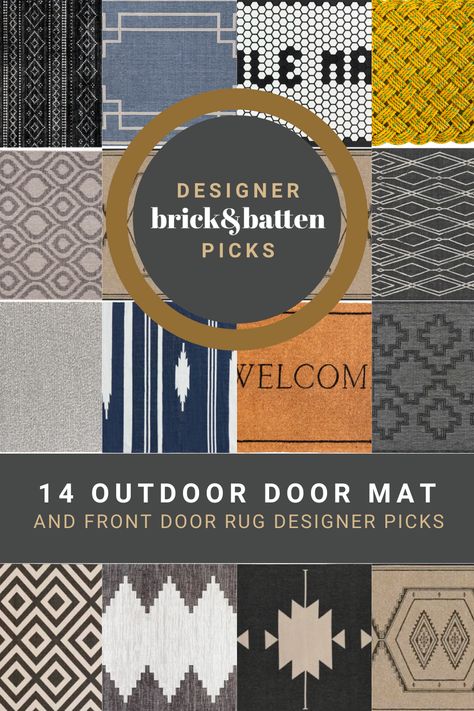 An outdoor door mat (or front door rug) is an oft-overlooked item that can make quite a difference in making your home’s exterior look put together. Check out some of our designers' favorites: https://bit.ly/3ZZ1YDo Layered Front Door Mat Ideas, Layered Door Mat Ideas, Front Door Rugs Outdoor, Entrance Styling, Contemporary Front Porch, Back Door Entrance, Entry Way Door, Mediterranean Doors, Front Door Mat Outdoor