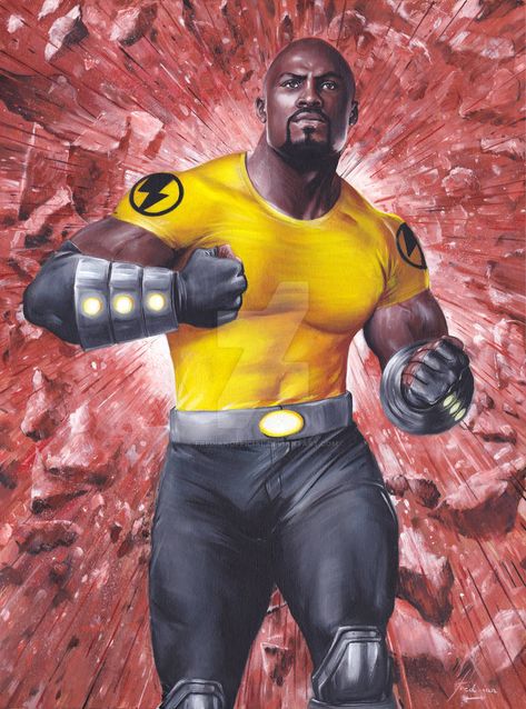 Cage Concept Art, Marvel Luke Cage, Luke Cage Comics, Val Zod, Luke Cage Marvel, Black Superheroes, Oil Painting On Paper, Marvel Superheroes Art, Power Man