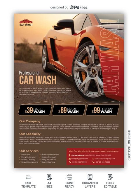 Carwash Flyer Design, Car Wash Flyer Design, Car Catalog Design, Car Service Design, Car Detailing Flyer, Car Flyer Design, Car Wash Design, Flyer Car, Car Wash Posters