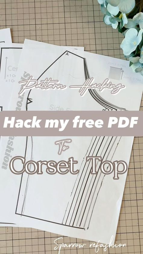 DIY Cottagecore  Corset Top👚 with ribbon straps🎀 | sewing tutorial and pattern Molde, Types Of Corsets, Top With Ribbon Straps, Corset Sewing Patterns, Sew A Corset, Diy Corset Top, Corset Pattern Drafting, Pola Korset, Cottagecore Corset