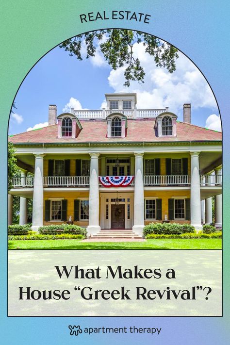 The term “Greek Revival” refers to a specific architectural style in the U.S. — but could you pick it out of a lineup? Here’s how to tell what makes a home Greek Revival. Greek Revival Molding, Greek Revival Home Interior, Greek Revival Home Interior Decor, Modern Greek Revival Home, Greek Revival Home Exterior, Greek Revival Kitchen, Greek Revival Exterior, Greek Revival Interiors, Greek Revival House Plans