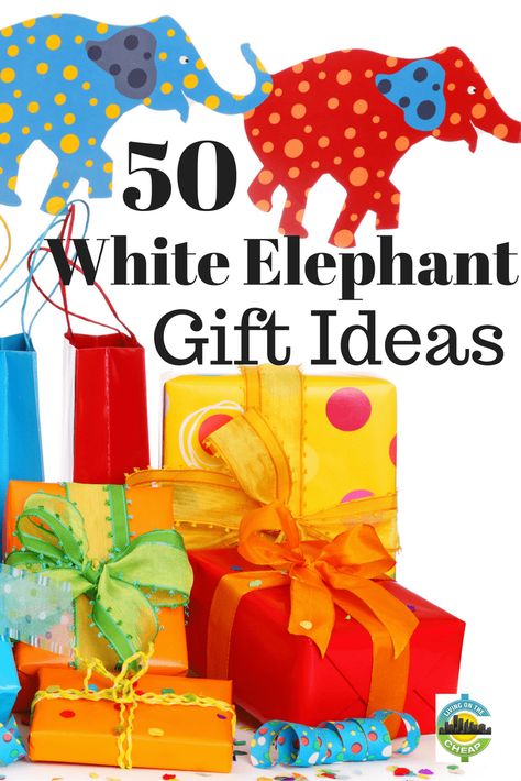 Here is a list of 50 perfect, or not-so-perfect but funny, white elephant gift ideas geared for specific groups. Most of these are available through Amazon, so shipping is quick! Gift Exchange Ideas, White Elephant Gift Ideas, Elephant Gift Ideas, Grab Bag Gifts, Best White Elephant Gifts, White Elephant Party, Christmas Elephant, White Elephant Gifts Exchange, White Elephant Gift