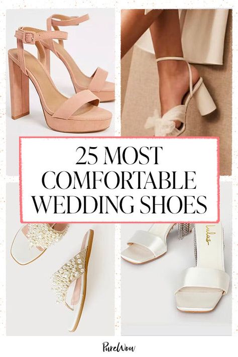 Diy Wedding Heels, Comfortable Wedding Shoes For Bride, Comfortable Bridesmaid Shoes, Chunky Heels Wedding, Shoes For Wedding Guest, Platform Bridal Shoes, Comfortable Wedding Heels, Outdoor Wedding Shoes, Best Comfortable Shoes