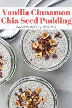 Chia Pudding Low Carb, Cinnamon Chia Seed Pudding, Vanilla Chia Seed Pudding, Coconut Chia Seed Pudding, Chia Pudding Recipes Healthy, Vanilla Chia Pudding, Chocolate Chia Seed Pudding, Healthy Foods To Make, Chia Seed Recipes Pudding