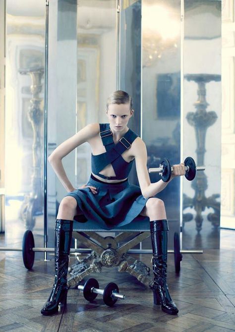 Strong women Gym Fashion Editorial, Gym Editorial, Tilda Lindstam, Sport Editorial, Freja Beha Erichsen, Catherine Mcneil, Lily Donaldson, Interview Magazine, Gym Fashion