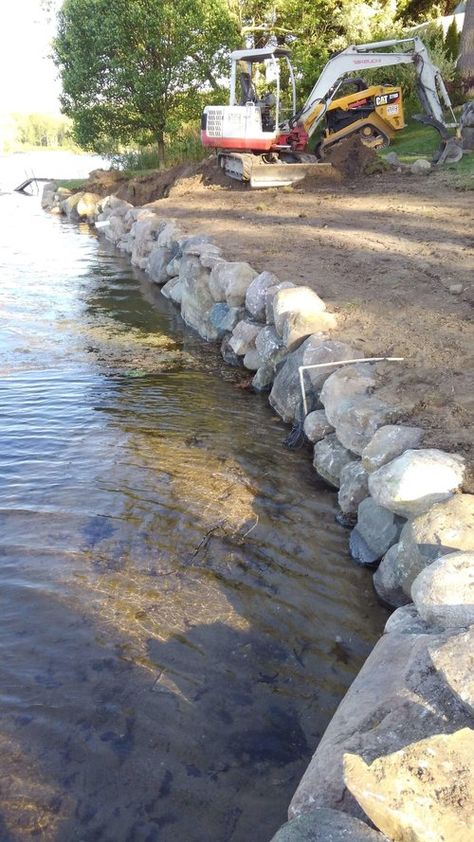 Lake Landscaping, Gazebo On Deck, Landscaping On A Hill, Concrete Retaining Walls, Lake Dock, Commercial Landscaping, Pond Landscaping, Front Landscaping, Gazebo Pergola