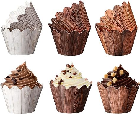 Amazon.com: 120 Pcs Wood Grain Cupcake Wrappers Woodland Cupcake Wrappers Woodland Theme Baby Shower Decorations Rustic Cupcake Liners Woodsy Cup Cake Holder Wraps for Boy Girl Birthday Wedding Forest Party Decor: Home & Kitchen Forest Baby Shower Theme, Woodland Baby Shower Theme Decorations, Woodland Baby Shower Theme Boy, Woodsy Baby Showers, Enchanted Forest Baby Shower, Rustic Cupcakes, Woodland Theme Baby, Wedding Forest, Woodland Baby Shower Decorations