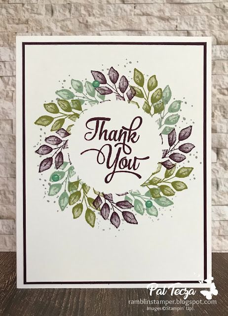 Stampin Up Wreath Cards, Stampin Up Thinking Of You Cards, Forever Fern Stampin Up Cards, Forever Fern Cards, Handmade Thank You Cards Ideas, Stampin Up Thank You Cards, Handmade Thank You Cards, Leaf Cards, Stamping Up Cards