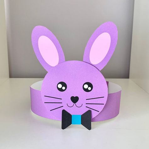 Rabbit Paper Craft, Rabbit Crafts For Kids, Purple Crafts For Preschoolers, Paper Crowns For Kids, Crown Crafts For Kids, Easter Bunny Paper Craft, Easter Paper Crafts, Kids Party Crafts, Easter Crafts For Toddlers