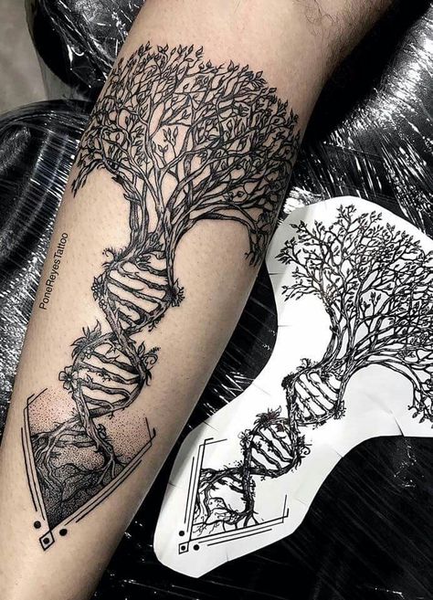 Family Tree Sleeve Tattoo, Tree Sleeve Tattoo, Mother Nature Tattoos, Geometric Sleeve Tattoo, Forearm Band Tattoos, Forearm Tattoo Design, Tree Tattoo Designs, Half Sleeve Tattoos For Guys, Norse Tattoo