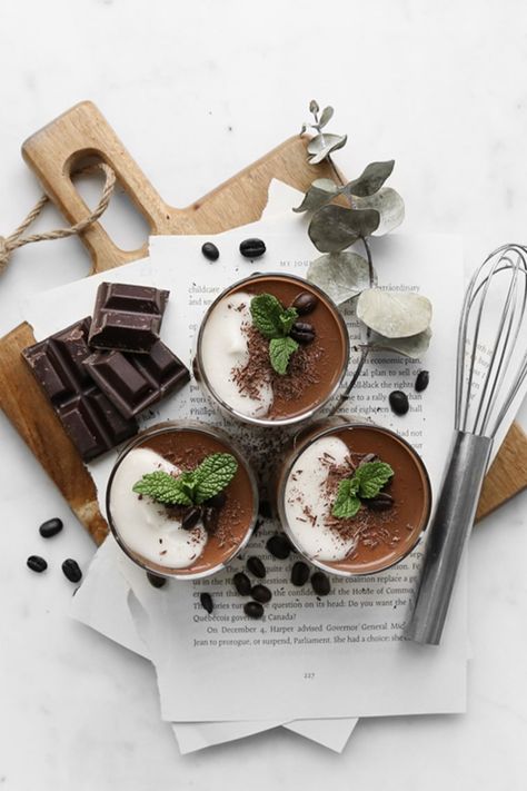 A simple and utterly delectable dessert, our Chocolate Coconut Custard is rich and creamy, and the ultimate dessert to impress for any occasion. Get the recipe at chefsouschef.com #recipe #chocolate #dairyfree #coconut #dessert #lavish #foodstyling #foodphotography Dessert Photography Ideas, Spiked Coffee, Desserts Photography, Dessert Photos, Food Photography Dessert, Cacao Recipes, Baking Photography, Food Flatlay, Coconut Dessert