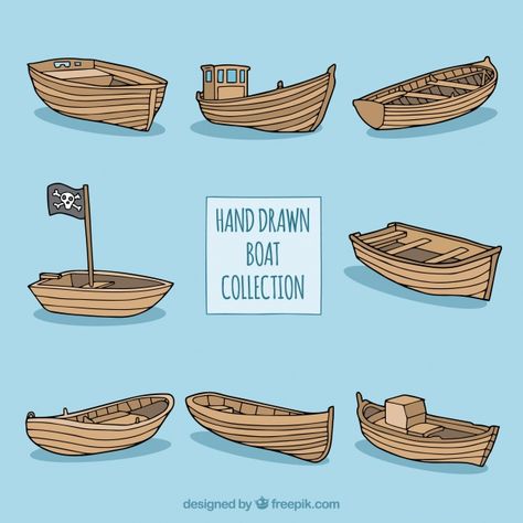 Collection of hand-drawn wooden boats Fr... | Free Vector #Freepik #freevector #hand #hand-drawn #ship #boat Boat Drawing Simple, Boat Sketch, Boat Cartoon, Book Illustration Layout, Boat Illustration, Boat Drawing, Draw Ideas, Ship Drawing, 카드 디자인