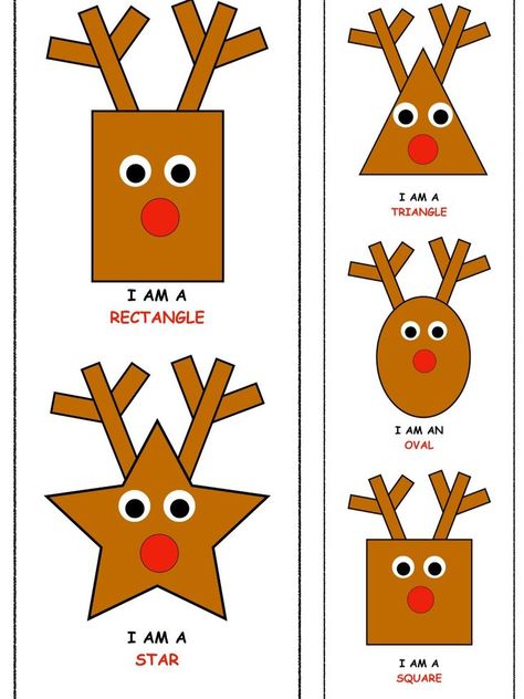 Christmas Math Center Activity of Reindeer theme. Posters, Printable, Shape Matching Puzzle, Fun way of Math, Interesting Math and Easy XMas-y Math for toddlers, for kids. #preschool #preschoolmath #elementarymath #teachers #preschoolers #toddlers #kids #shapes #math #mathcenter Reindeer Shapes, Math For Toddlers, Prewriting Activities, Shape Activities Kindergarten, Christmas Lesson Plan, Shapes Math, Christmas Math Centers, Shape Sorting Activities, Kids Shapes