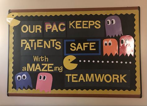 Working Together Bulletin Board Ideas, Fall Nurses Station Decor, Surgery Bulletin Board Ideas, Respiratory Bulletin Board Ideas, Pct Week Ideas, Hospital Employee Bulletin Board Ideas, Bulletin Board Ideas For Healthcare, Patient Safety Bulletin Board Ideas, Meet Our Staff Bulletin Board Ideas Hospital