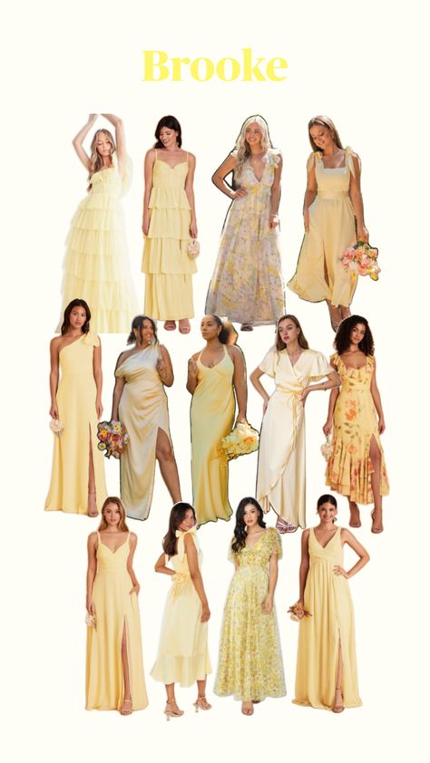 Pastel Yellow Lemon Garden Party Dress Inspo Pastel Yellow Bridesmaid Dresses, Lemon Bridesmaid Dresses, Lemon Garden, Yellow Wedding Dress, Yellow Bridesmaid Dresses, Garden Party Dress, Yellow Wedding, Dress Inspo, Pastel Yellow