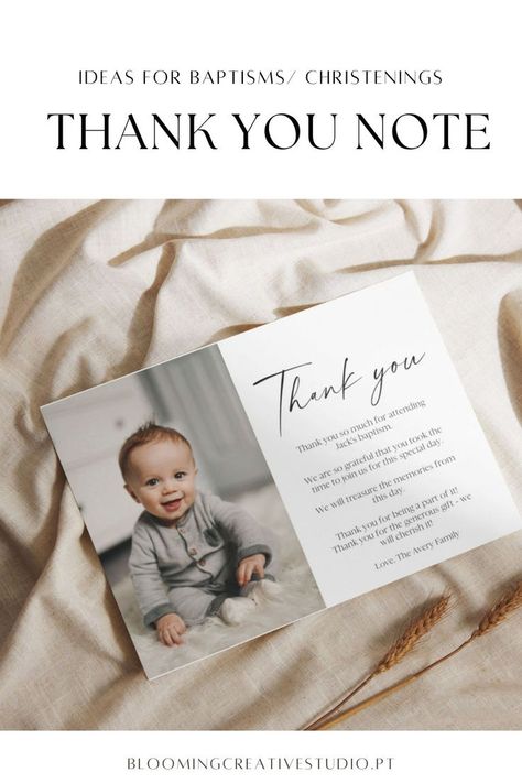 Thank You Card for Baptism/Christening with photo Christening Thank You Cards, Baptism Thank You Cards, Thank You Template, Template Printable, Christening, Gratitude, Thank You Cards, Instant Download, Thank You