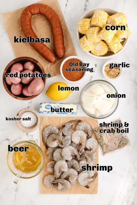 Low Country Shrimp Boil How To Make Shrimp Boil, Old Bay Seafood Boil Recipes, Seafood Boil Recipes Easy, Seafood Boil Ingredients, Crockpot Low Country Boil, Best Low Country Boil Recipe, Country Boil Recipe Seafood, Crablegs Shrimp Boil Recipe, No Seafood Boil