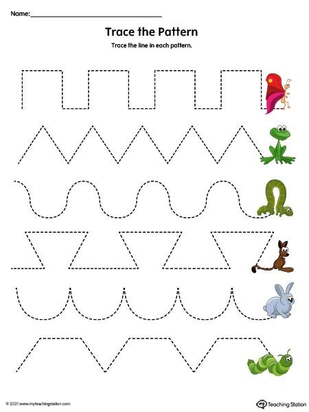 Pattern Tracing Worksheet, Tracing Patterns For Preschool, Patterns Worksheets For Kindergarten, Pattern Writing Worksheets, Patterns Preschool, Fine Motor Skills Worksheets, Motor Skills Worksheets, Trace Pattern, Writing Patterns