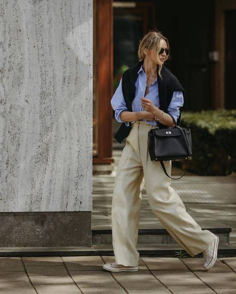 Perfect White Shirt, Beige Pants, Pantalon Large, Looks Chic, 가을 패션, Looks Style, Aesthetic Fashion, Daily Fashion, Classy Outfits